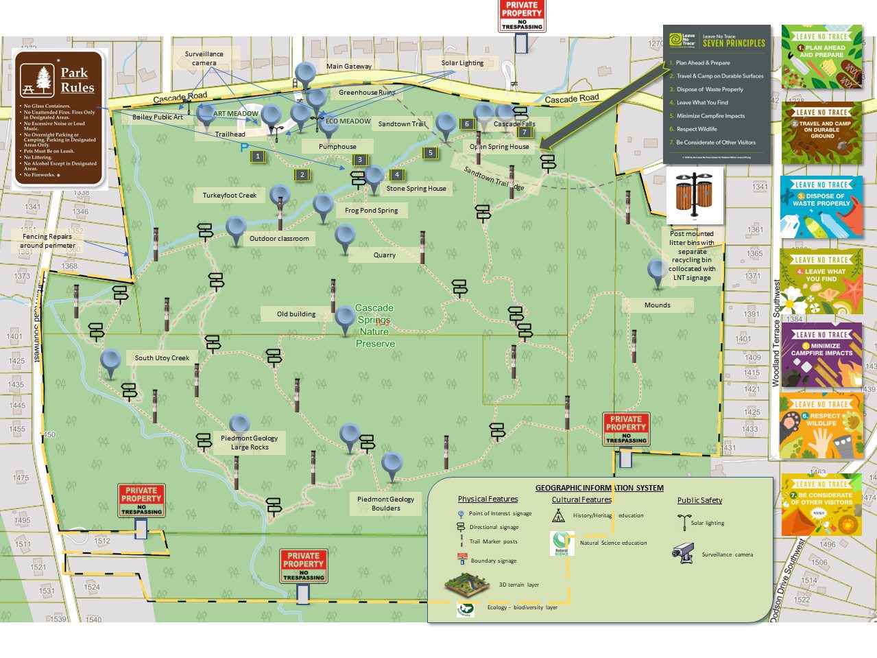 A map of the park with many different locations.