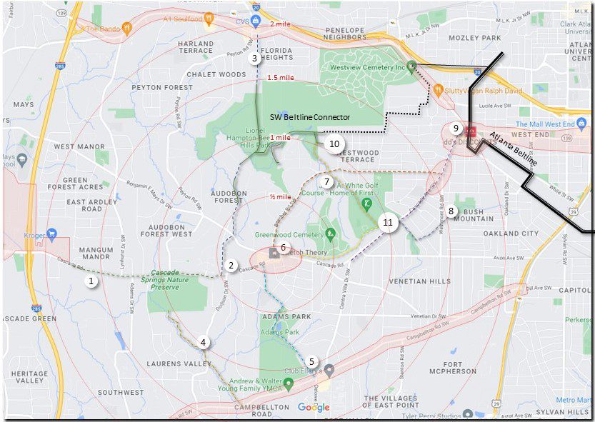 A map of the area around 1 0 2 meridian