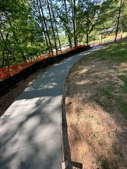 A path that is going through the woods.