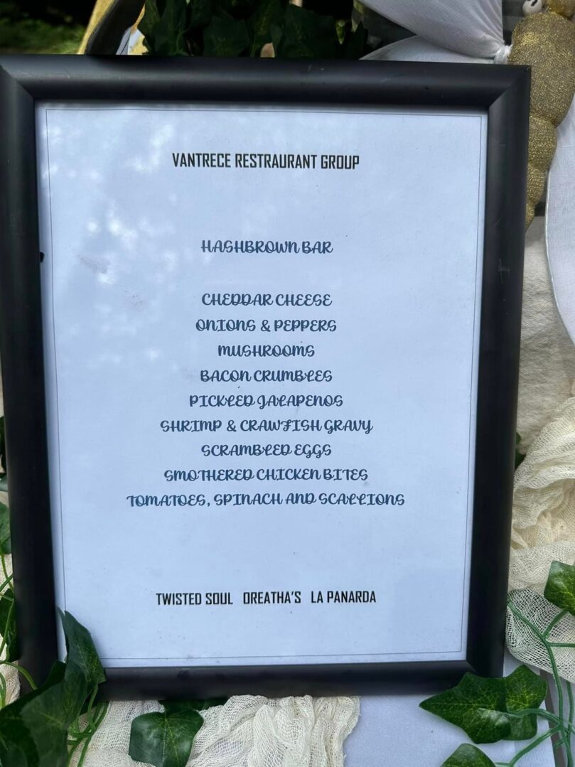 A menu of different types of food on the table.